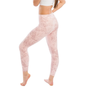 ZYIA Pink Etching Light N Tight Hi-Rise 7/8 Length Leggings Size 2 Pants